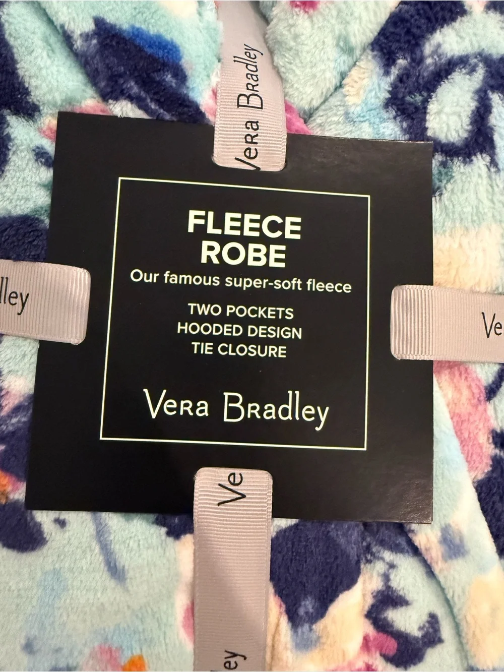 Vera Bradley Aqua Multi Floral Fleece Robe